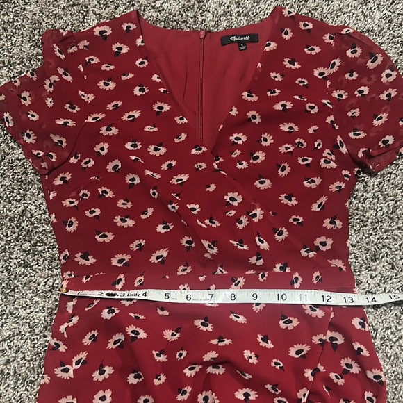 Light Flaws Madewell Red Floral Dress Size 0 - Picture 9 of 13